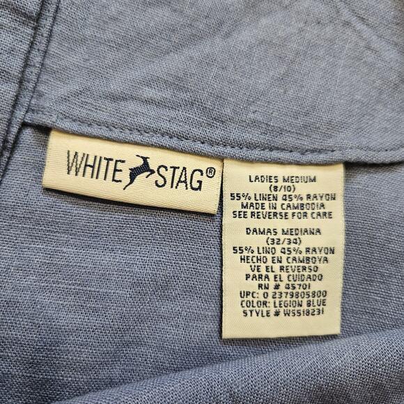 Vtg Linen Blend Jumper Dress Womens M Periwinkle Blue Modest Cottage Square Neck - Picture 5 of 7